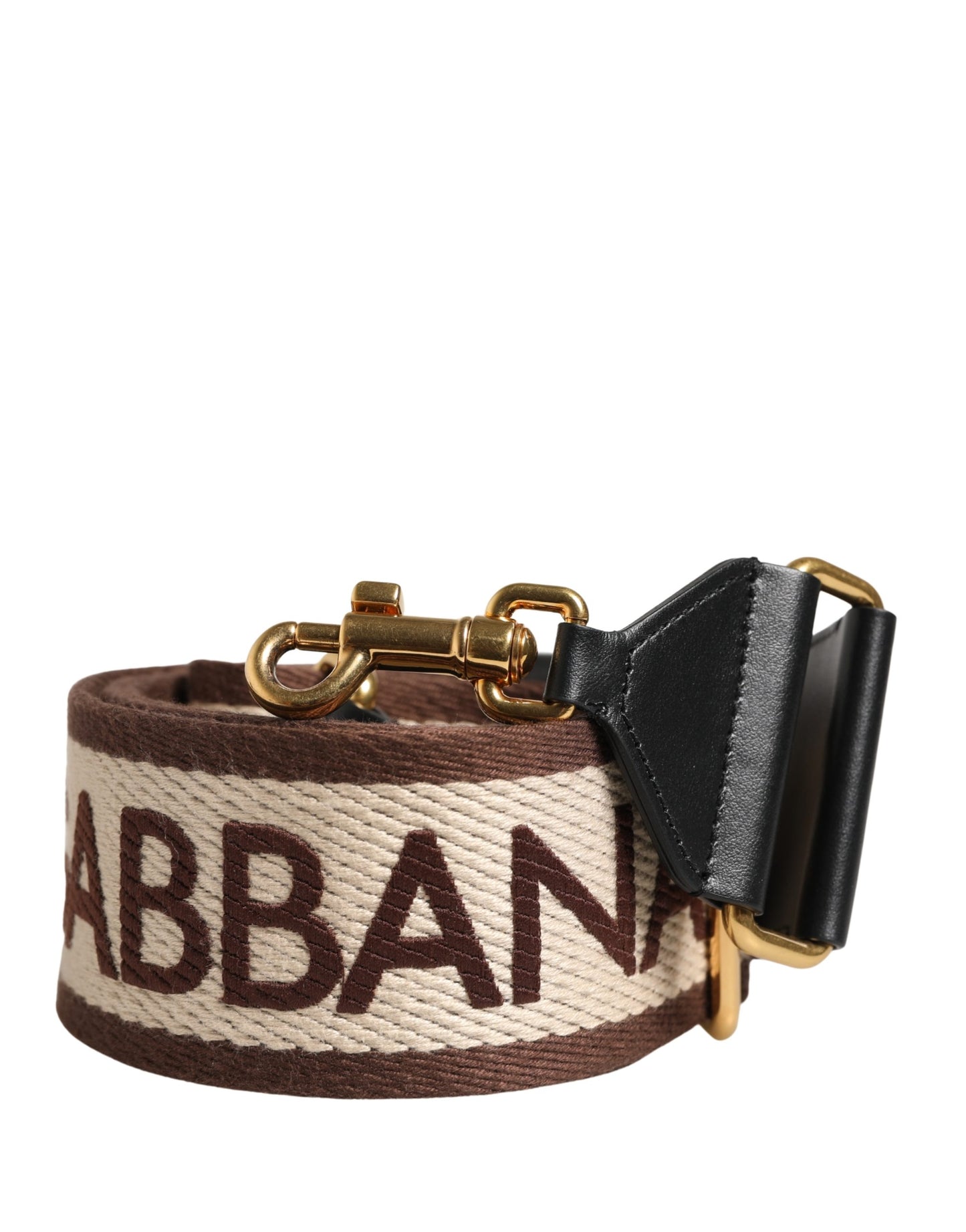 Beige Logo Print Gold Brass Bag Accessory Shoulder Strap