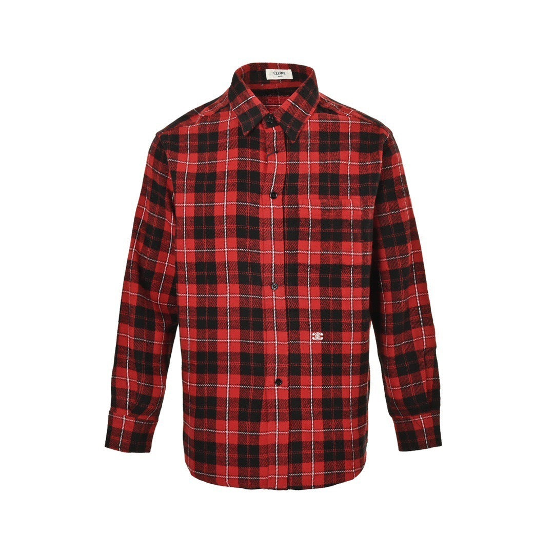 Embroidered plaid shirt