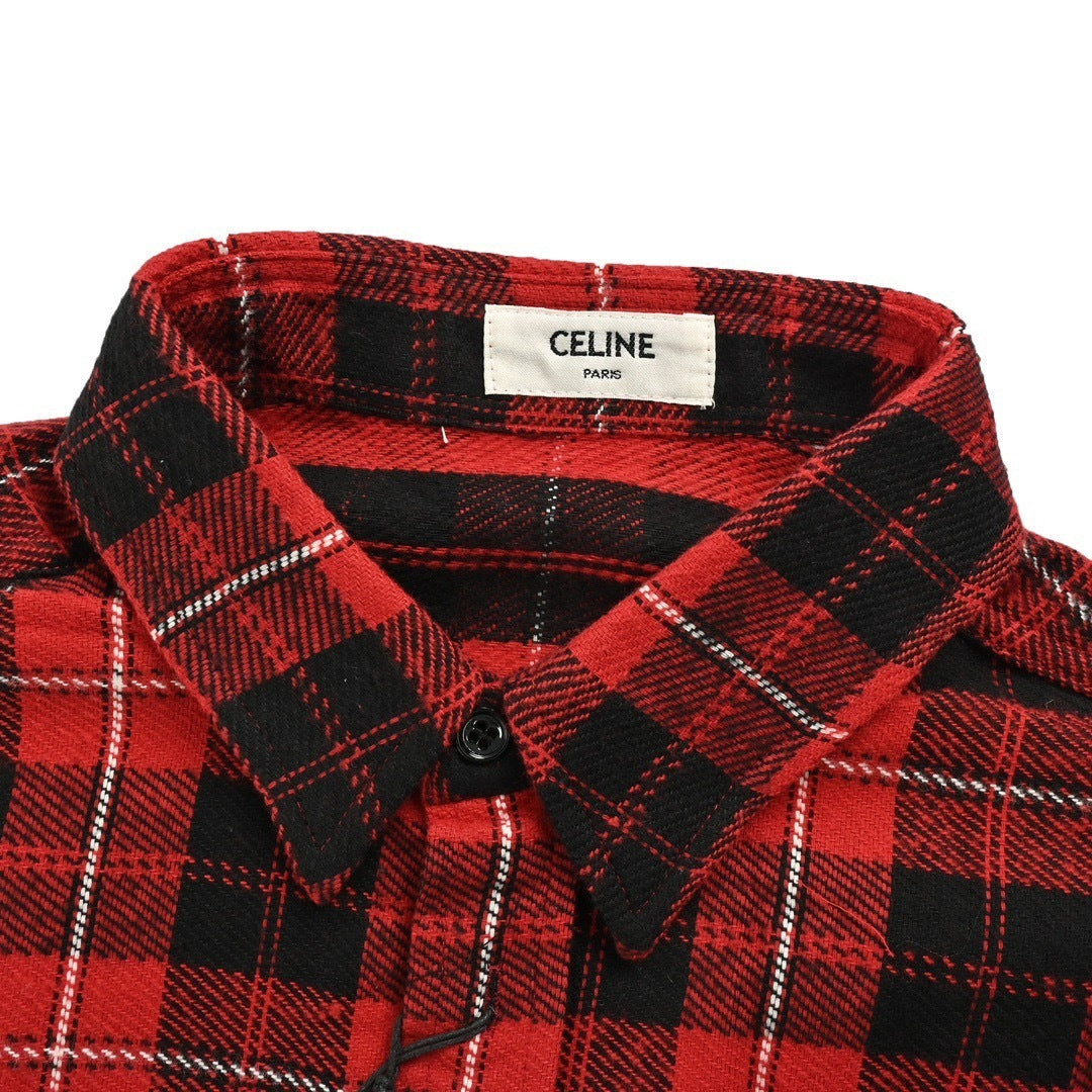 Embroidered plaid shirt