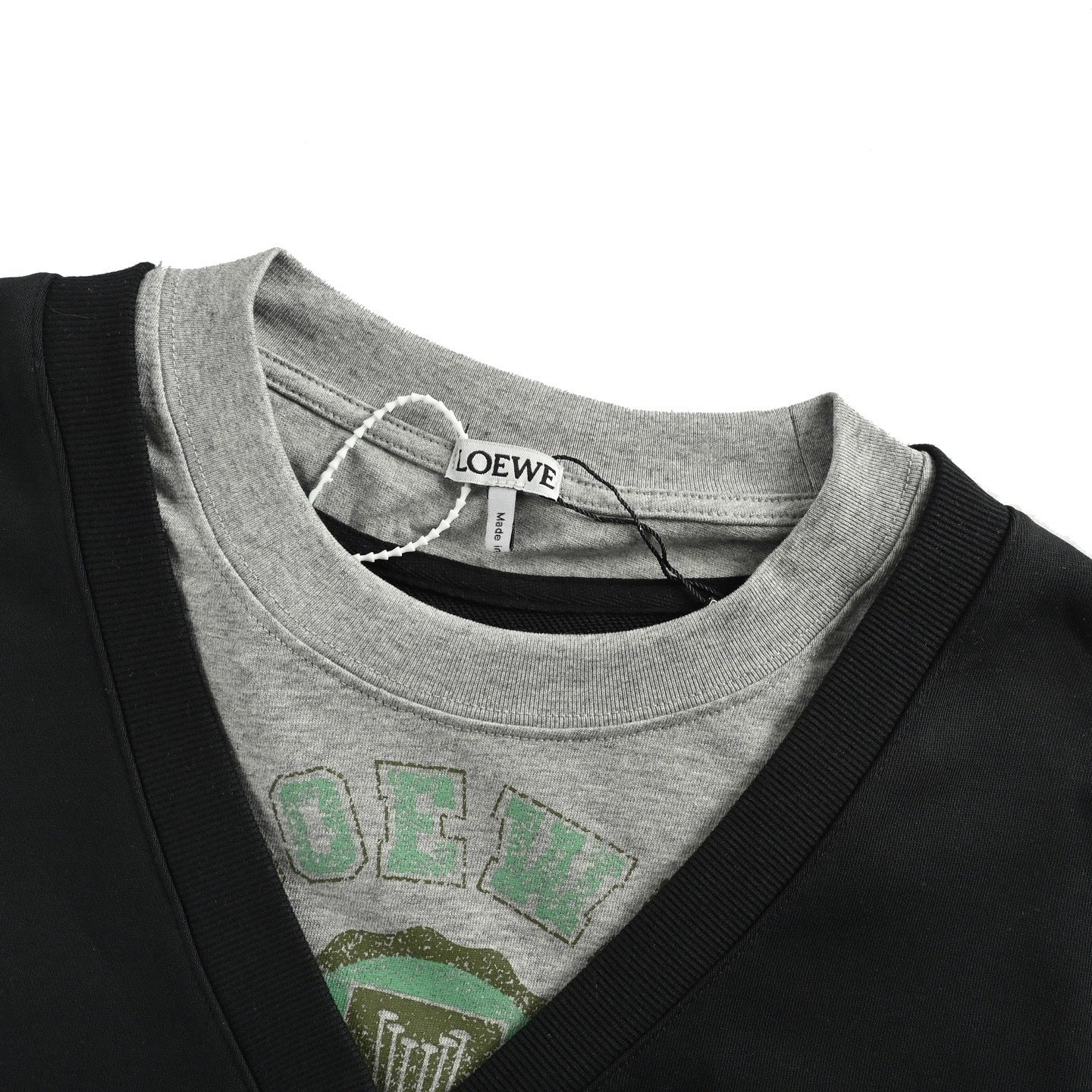 Fake two-piece crewneck sweatshirt