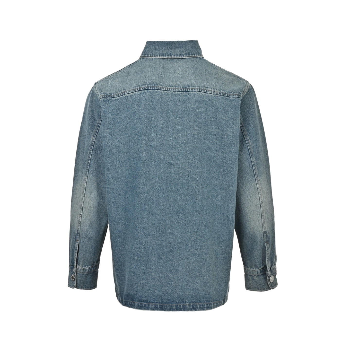 Knitted Heart Embroidered Denim Shirt