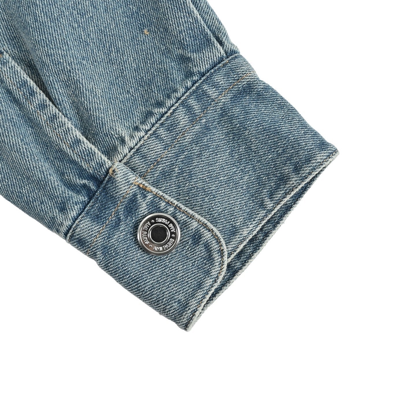 Knitted Heart Embroidered Denim Shirt