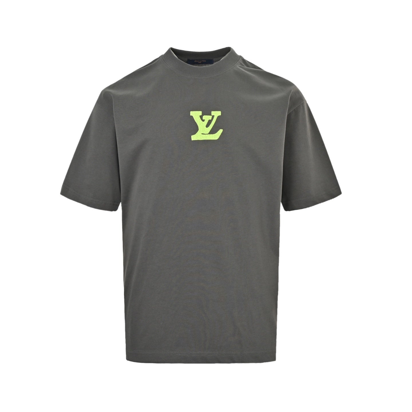 Green embroidered letter T-shirt