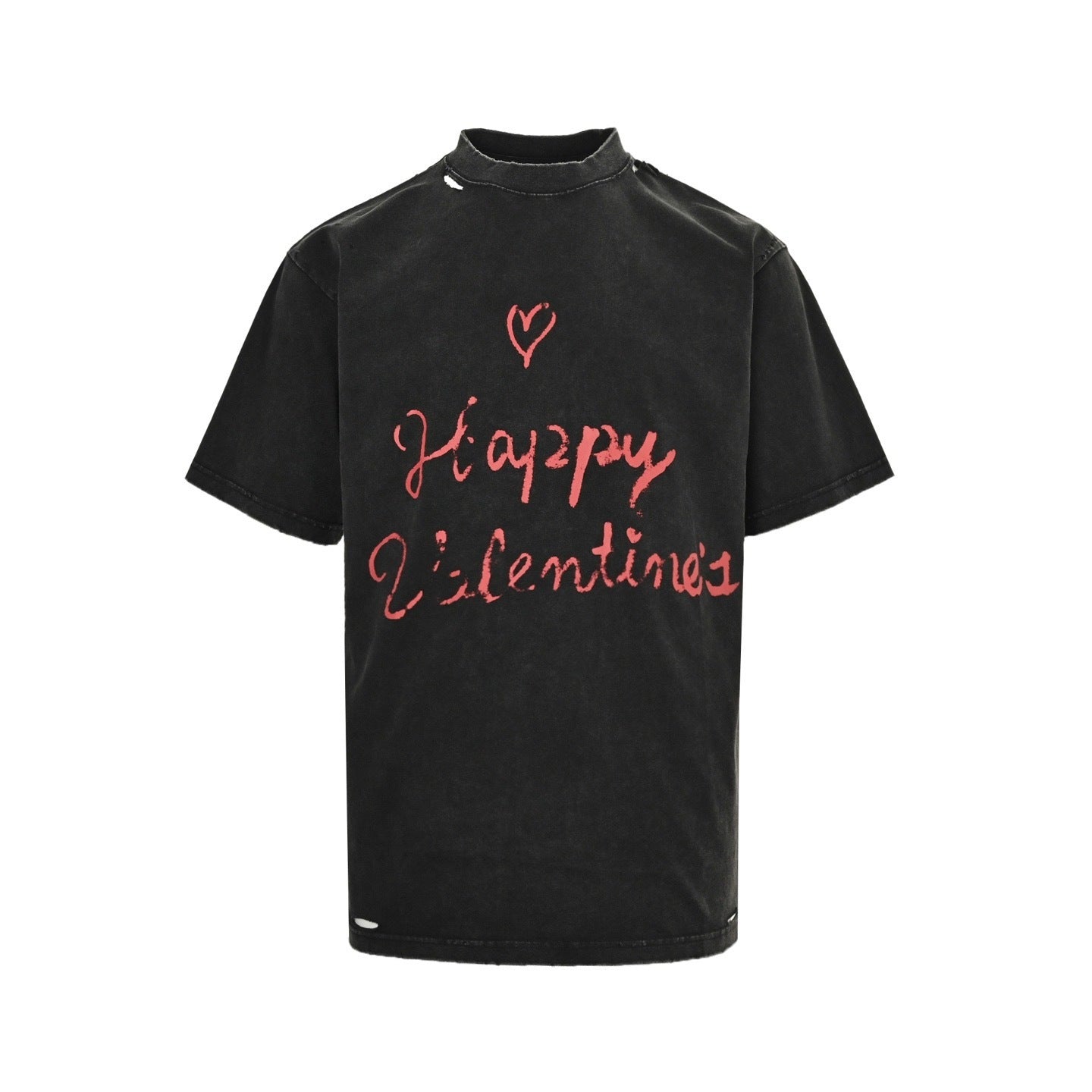 Letter Print Distressed Washed T-shirt