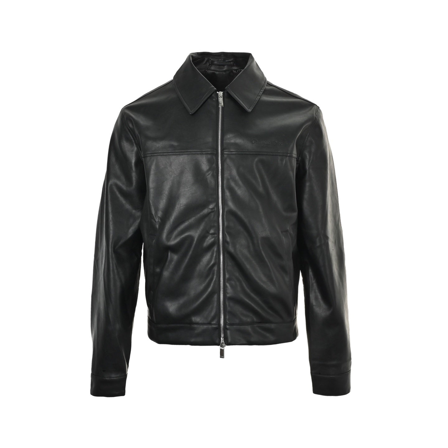 Diamond-pattern leather jacket