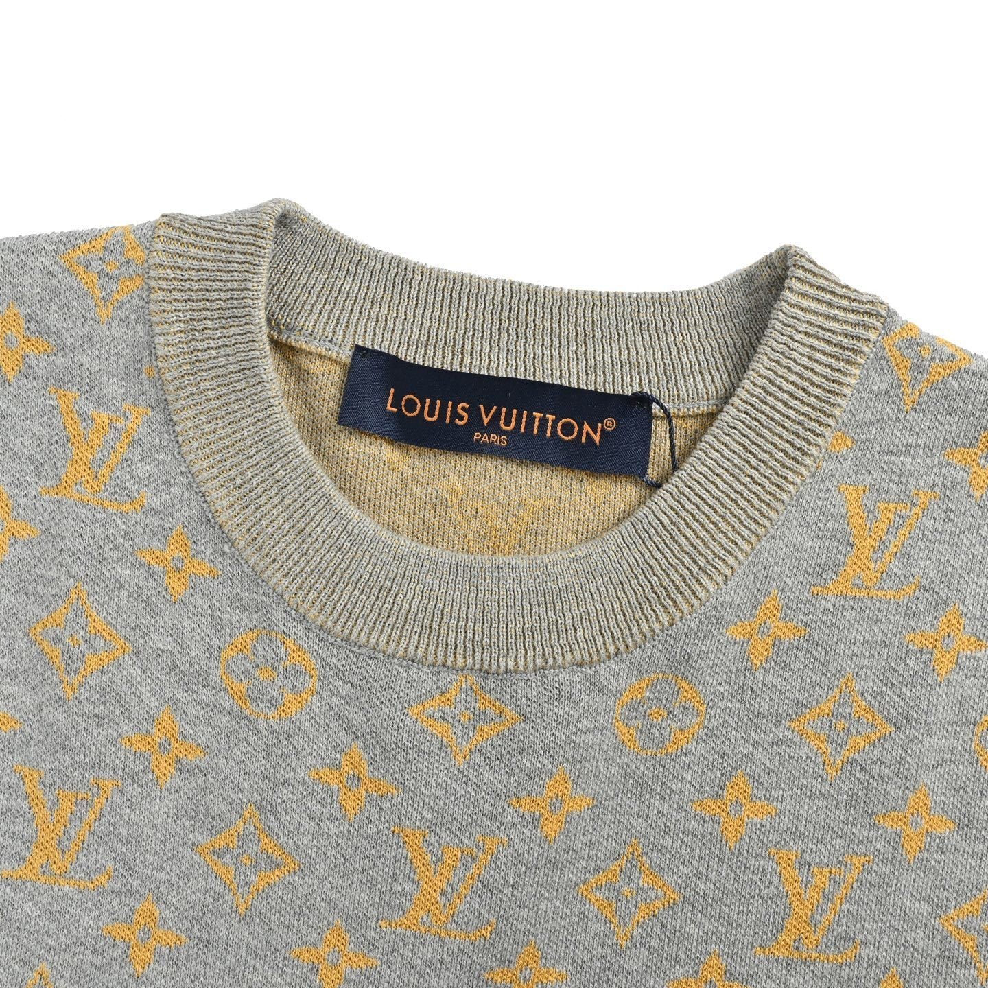 Gold Old Flower Jacquard Knitted T-shirt