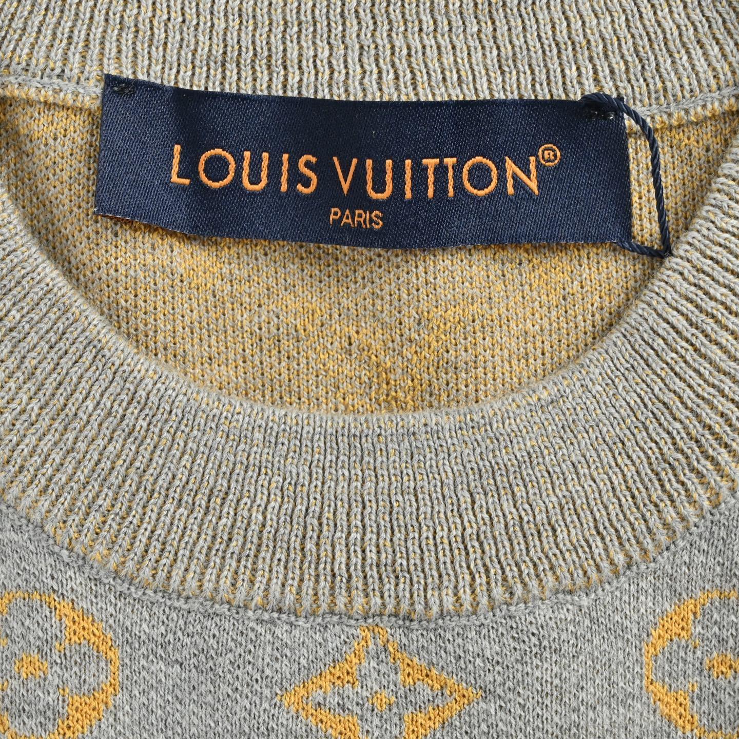 Gold Old Flower Jacquard Knitted T-shirt