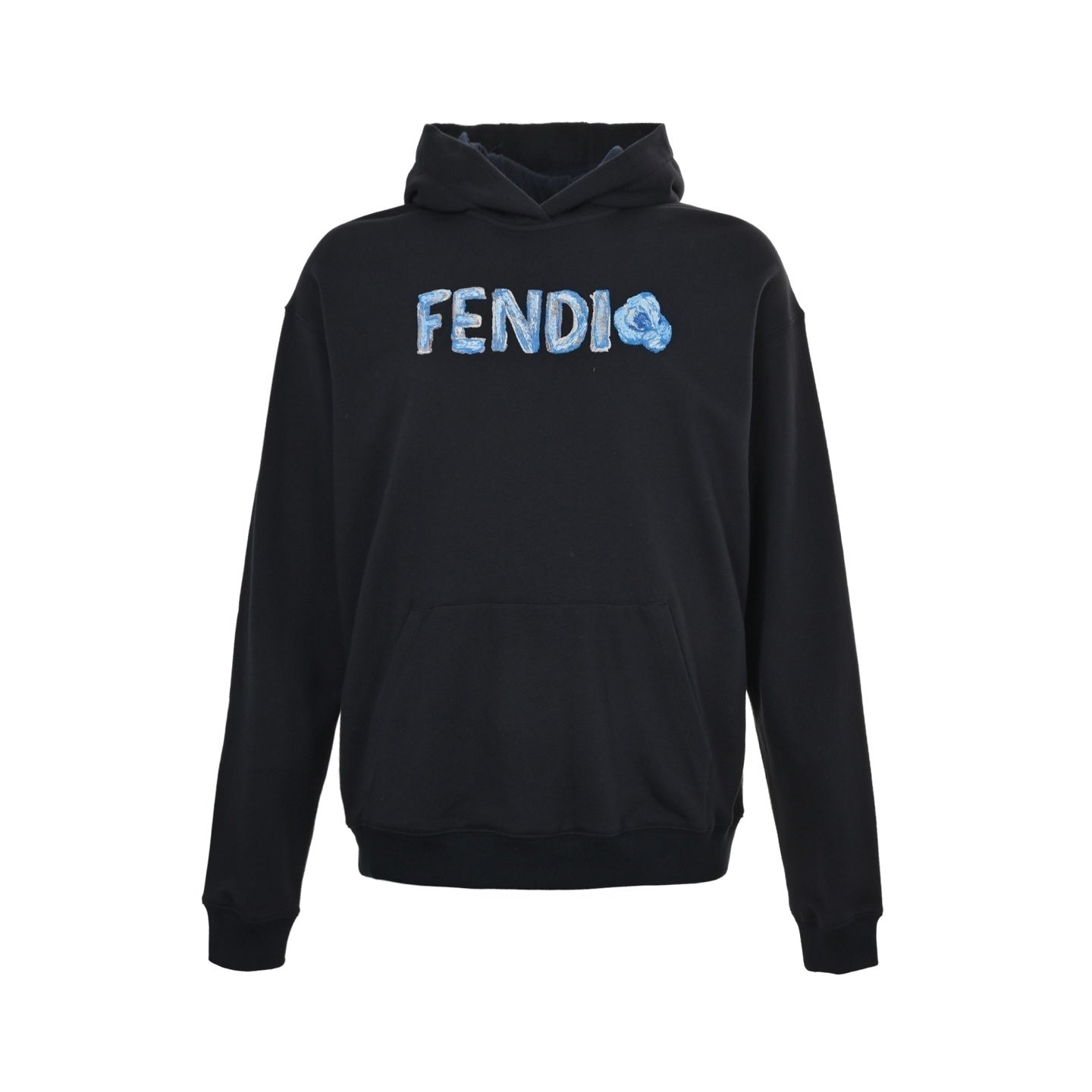 Blue Letter Embroidered Hooded Sweatshirt