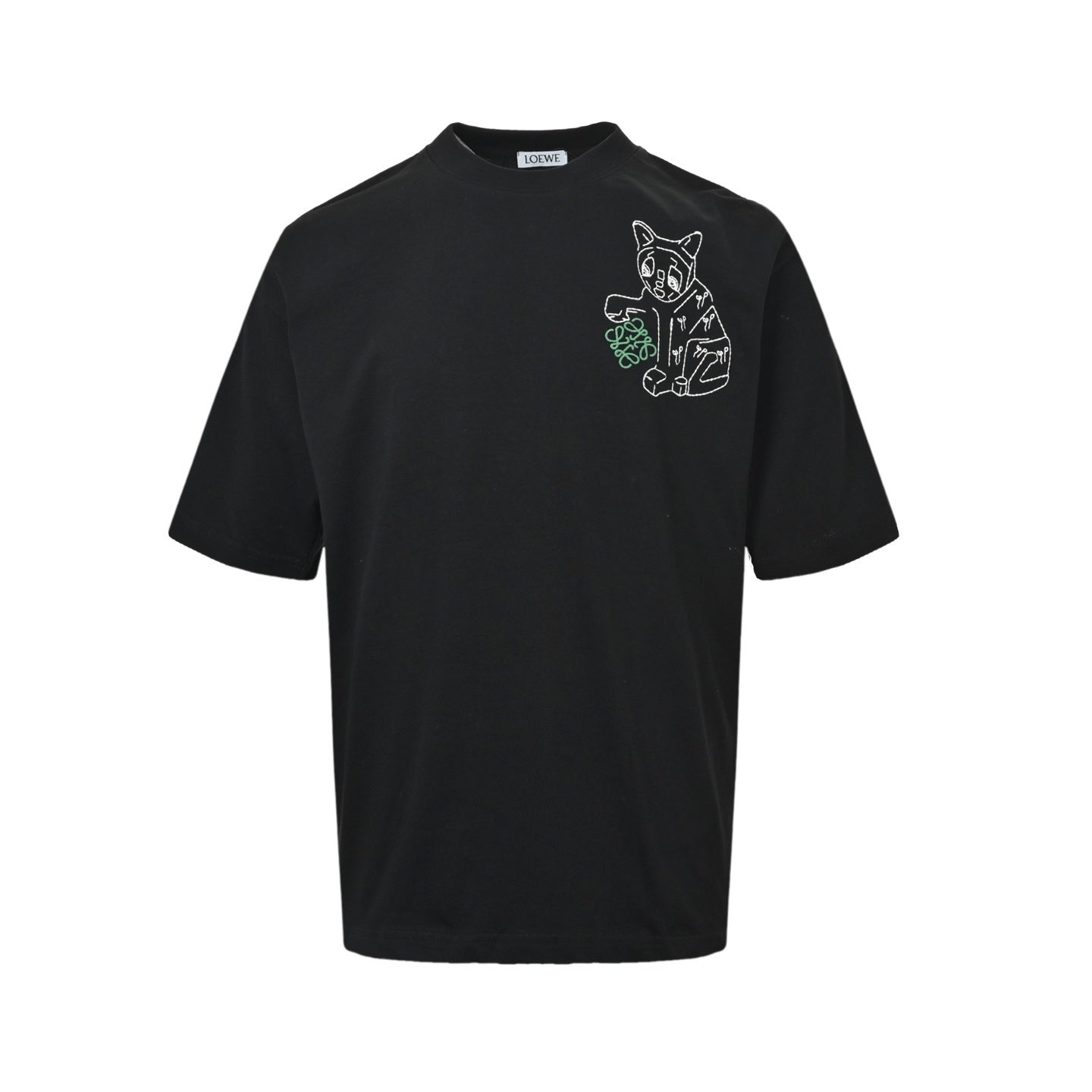Animal Line Embroidery Short Sleeve
