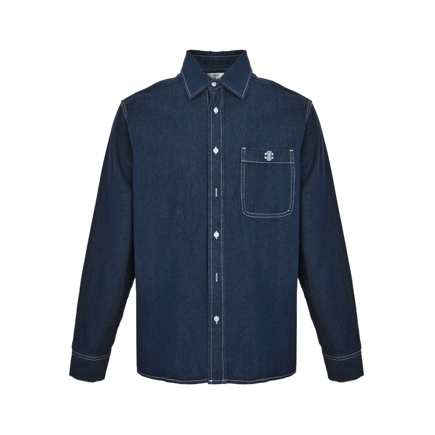 Embroidered Long-Sleeve Denim Shirt
