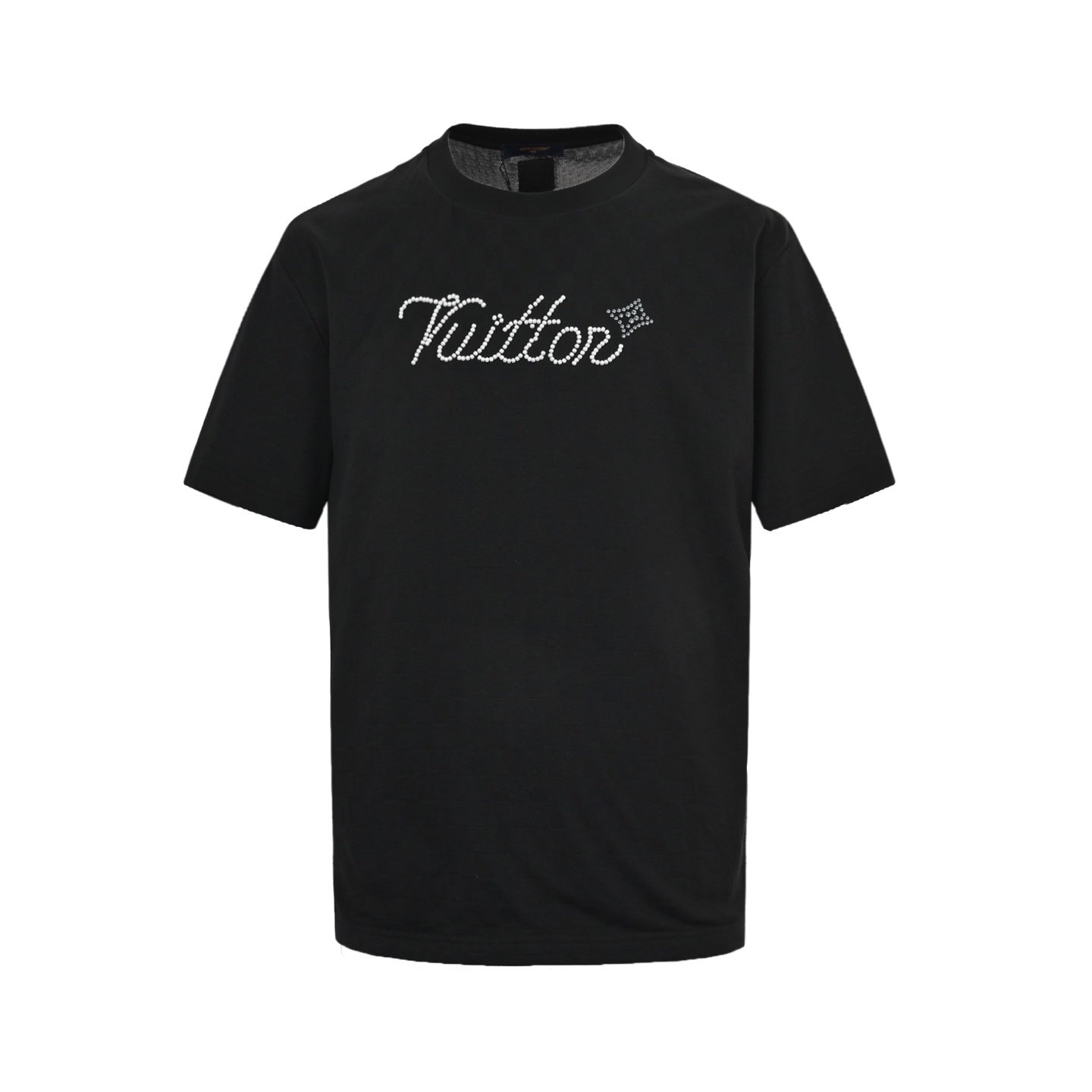 Beaded checkered T-shirt