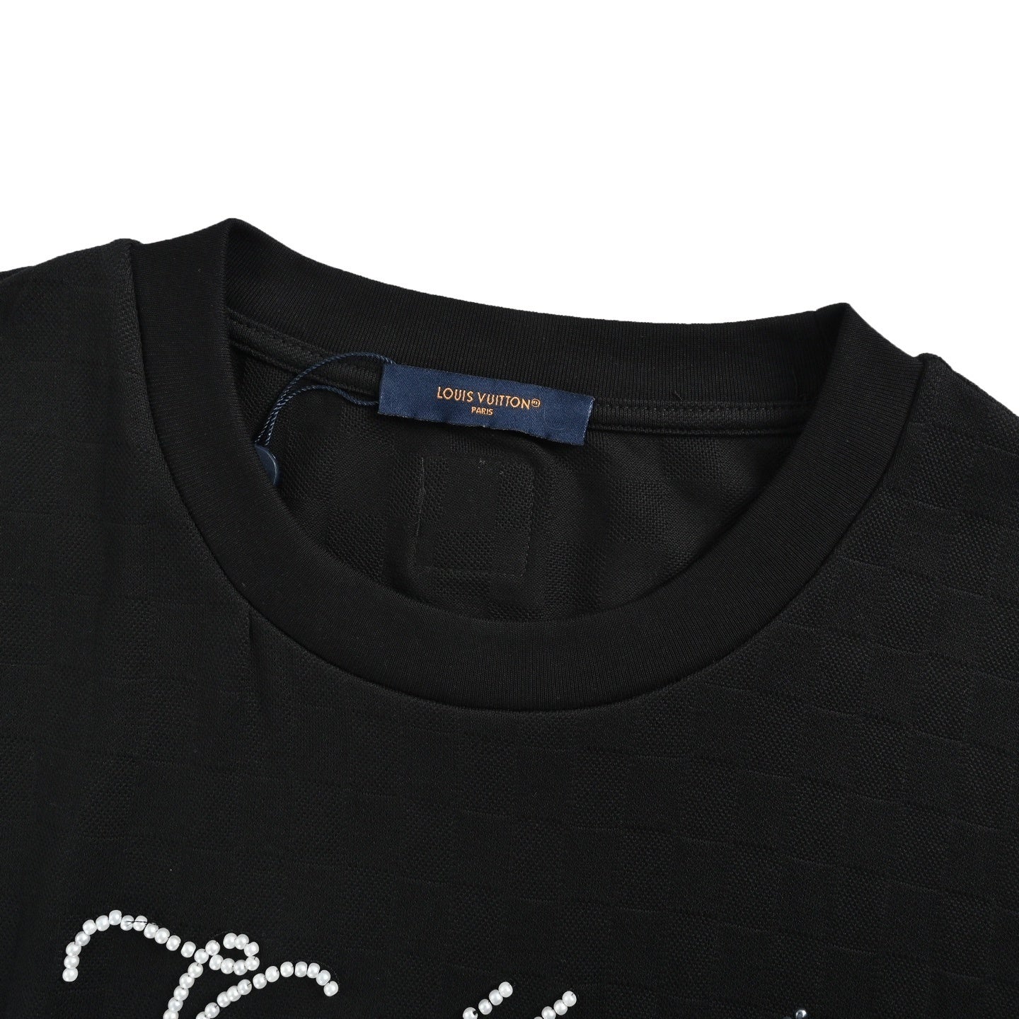 Beaded checkered T-shirt