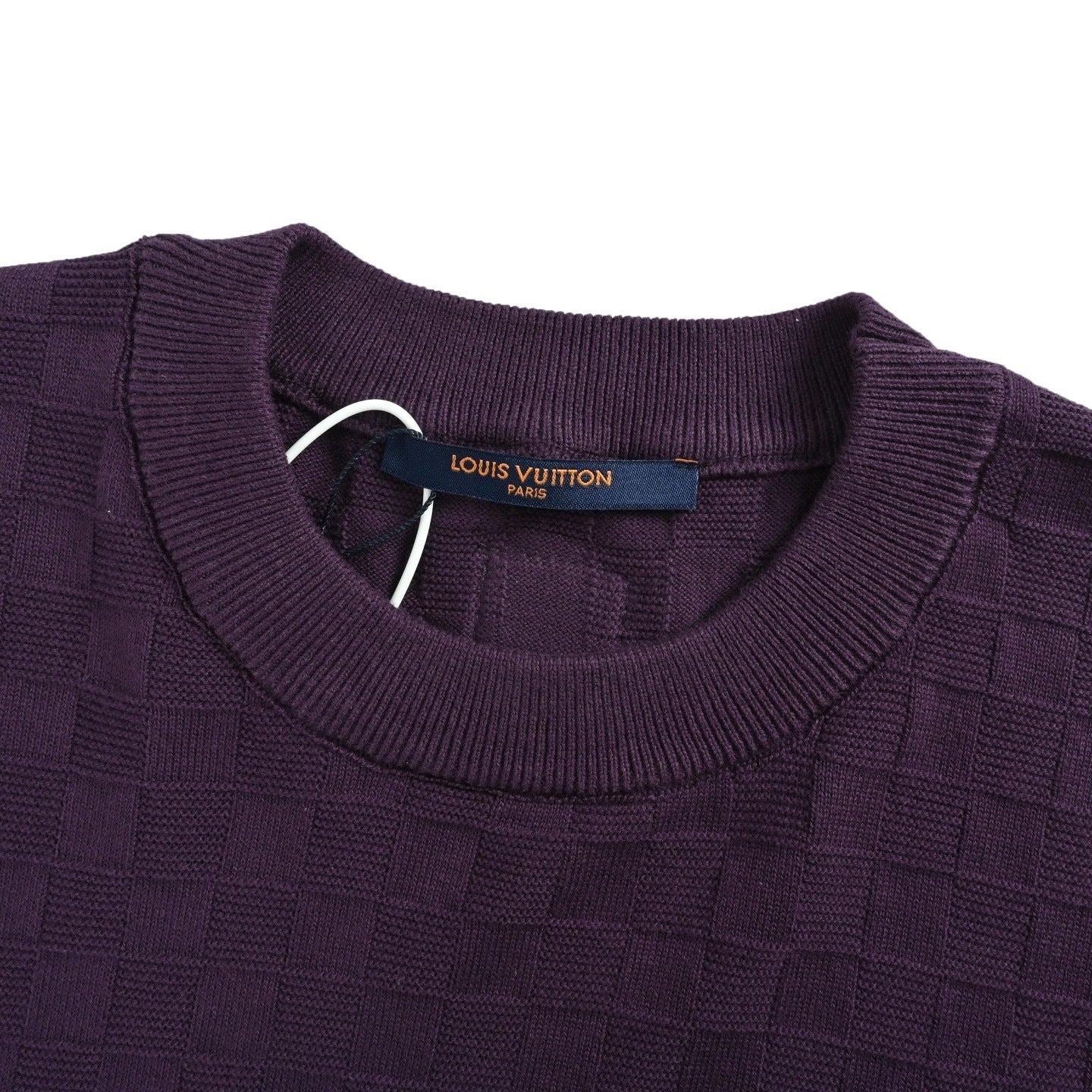 Embroidered Checkered Knit T-shirt