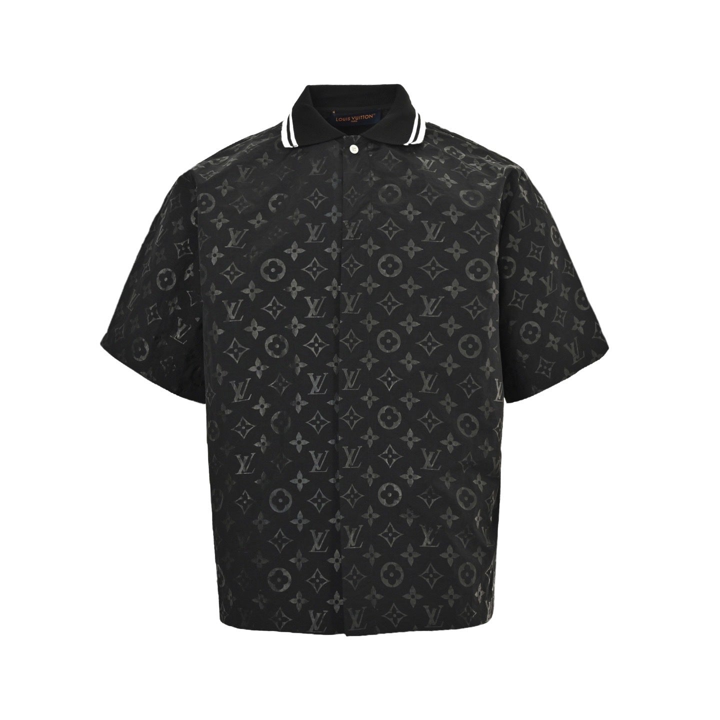 Retro Wave Pattern Jacquard Short-Sleeve Shirt