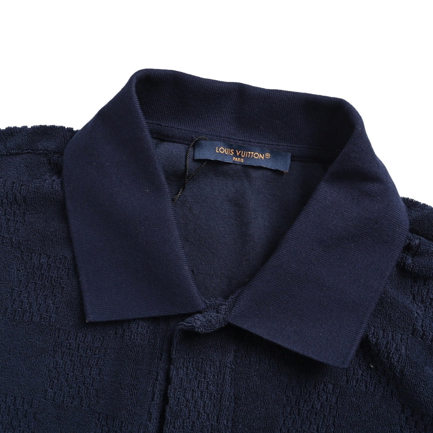 Dark Checkered Toweling Short-Sleeve Shirt