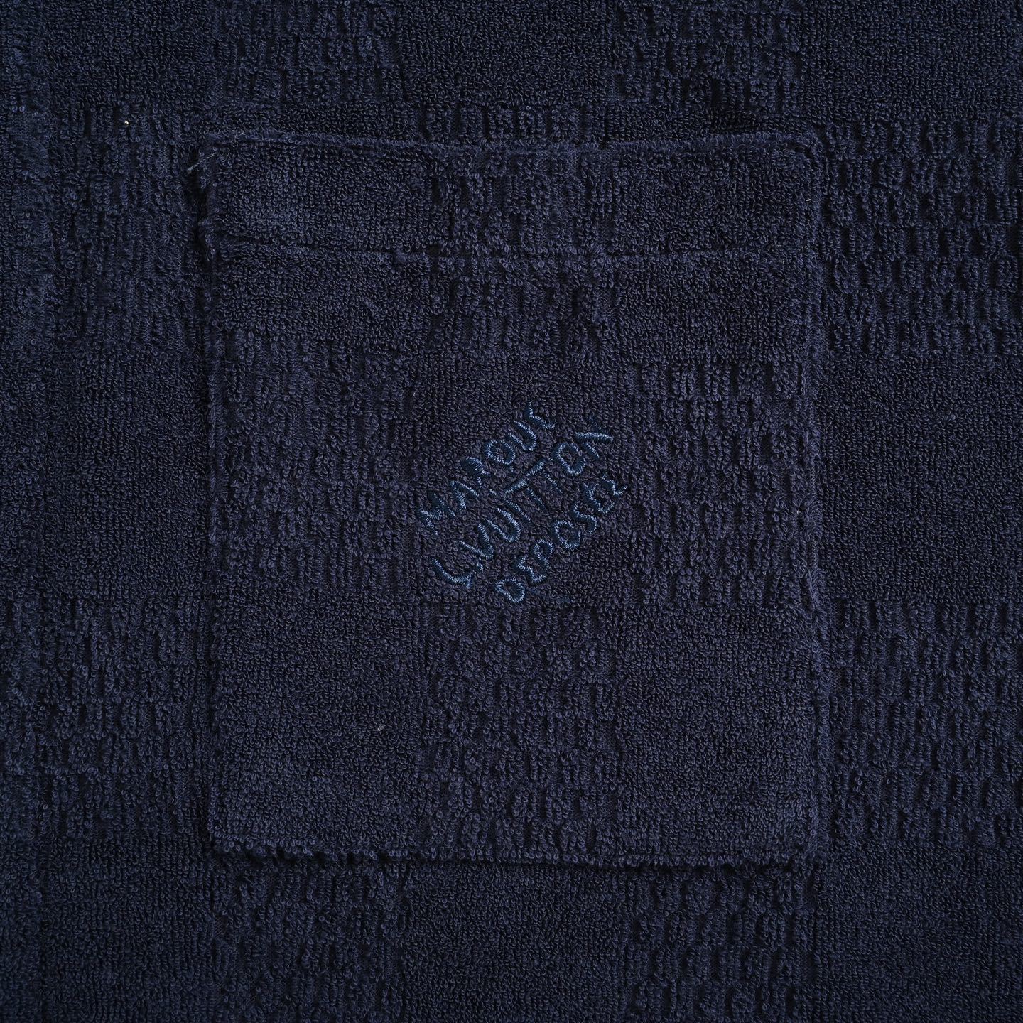 Dark Checkered Toweling Short-Sleeve Shirt