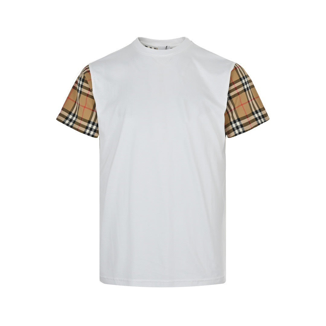 Plaid Sleeve Patchwork T-shirt