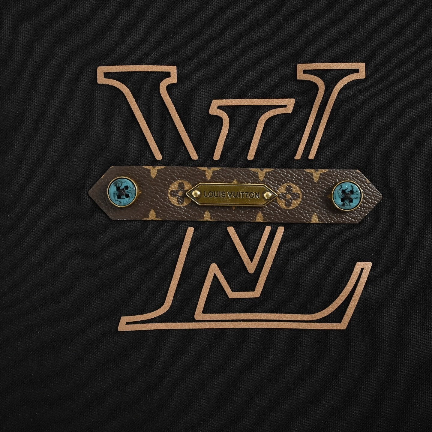 Letter print vintage leather T-shirt