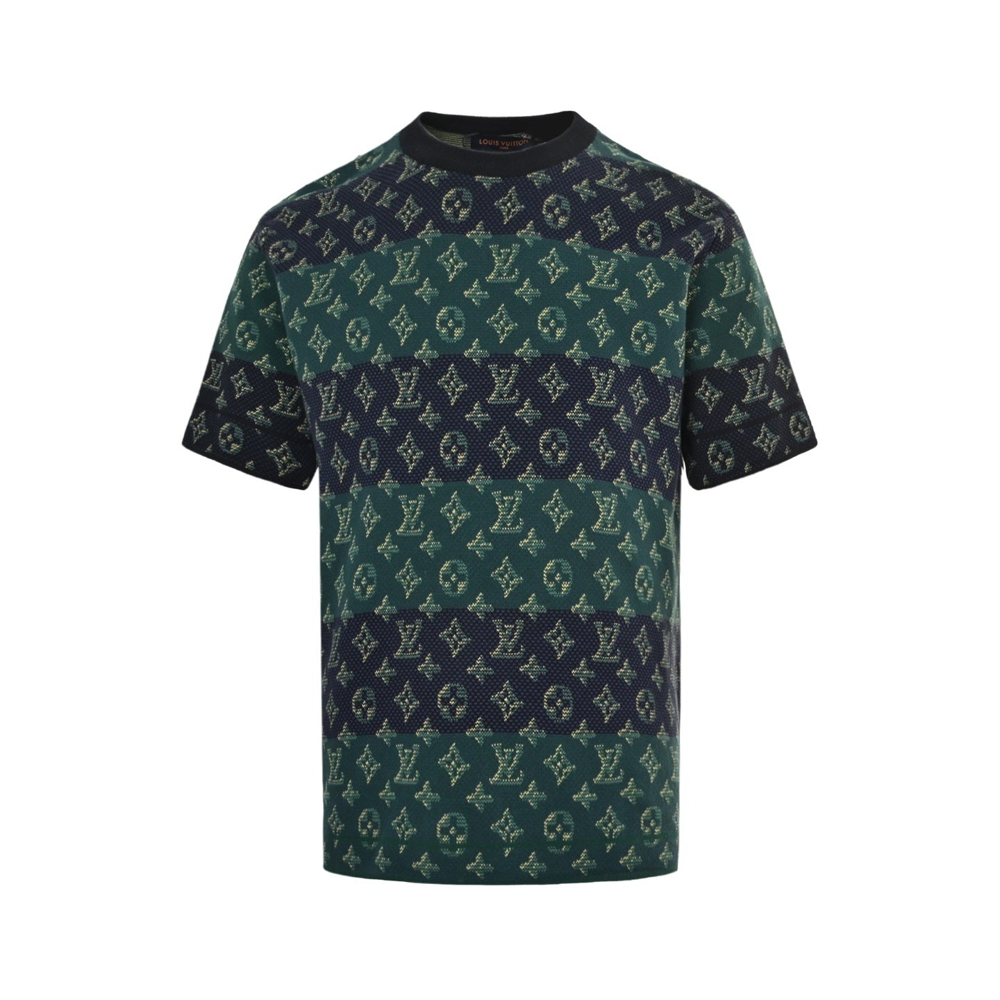 Color-block jacquard knit short sleeve