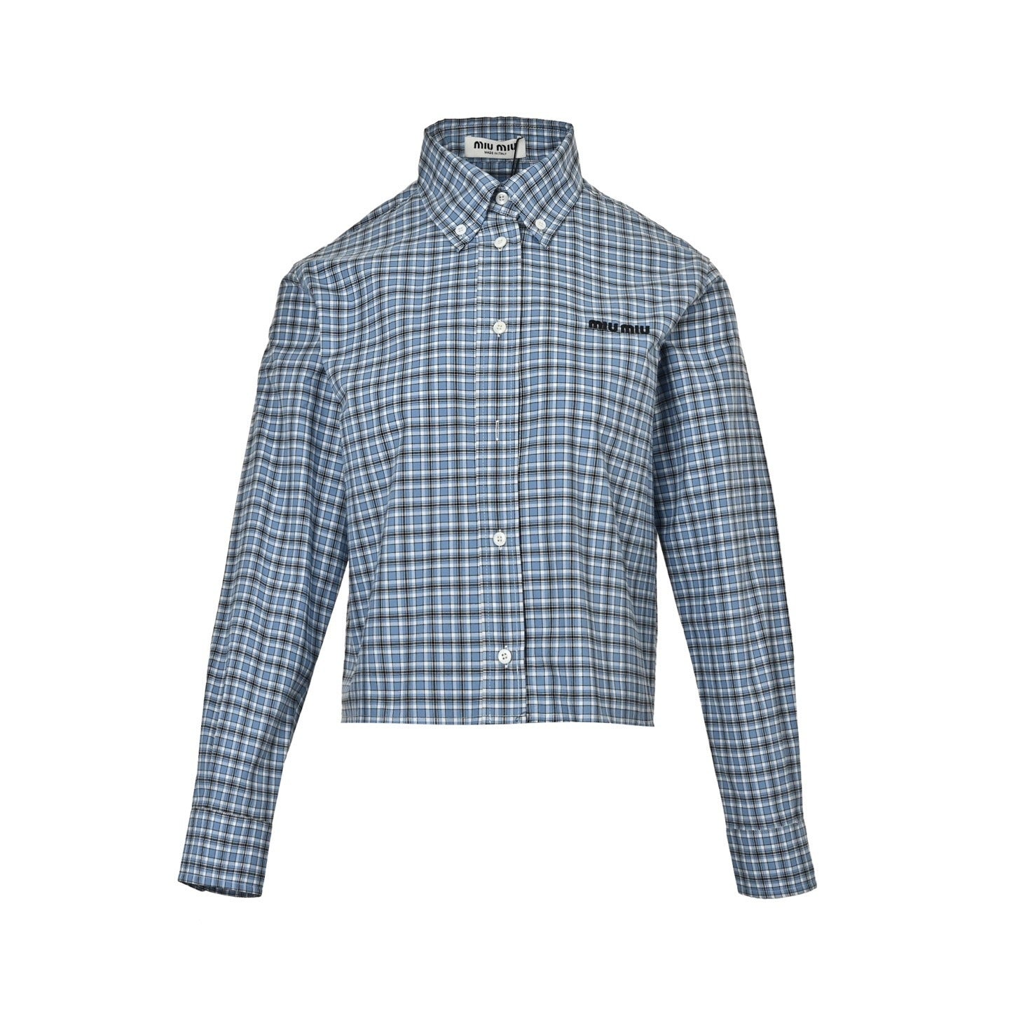 Embroidered Small Check Plaid Shirt
