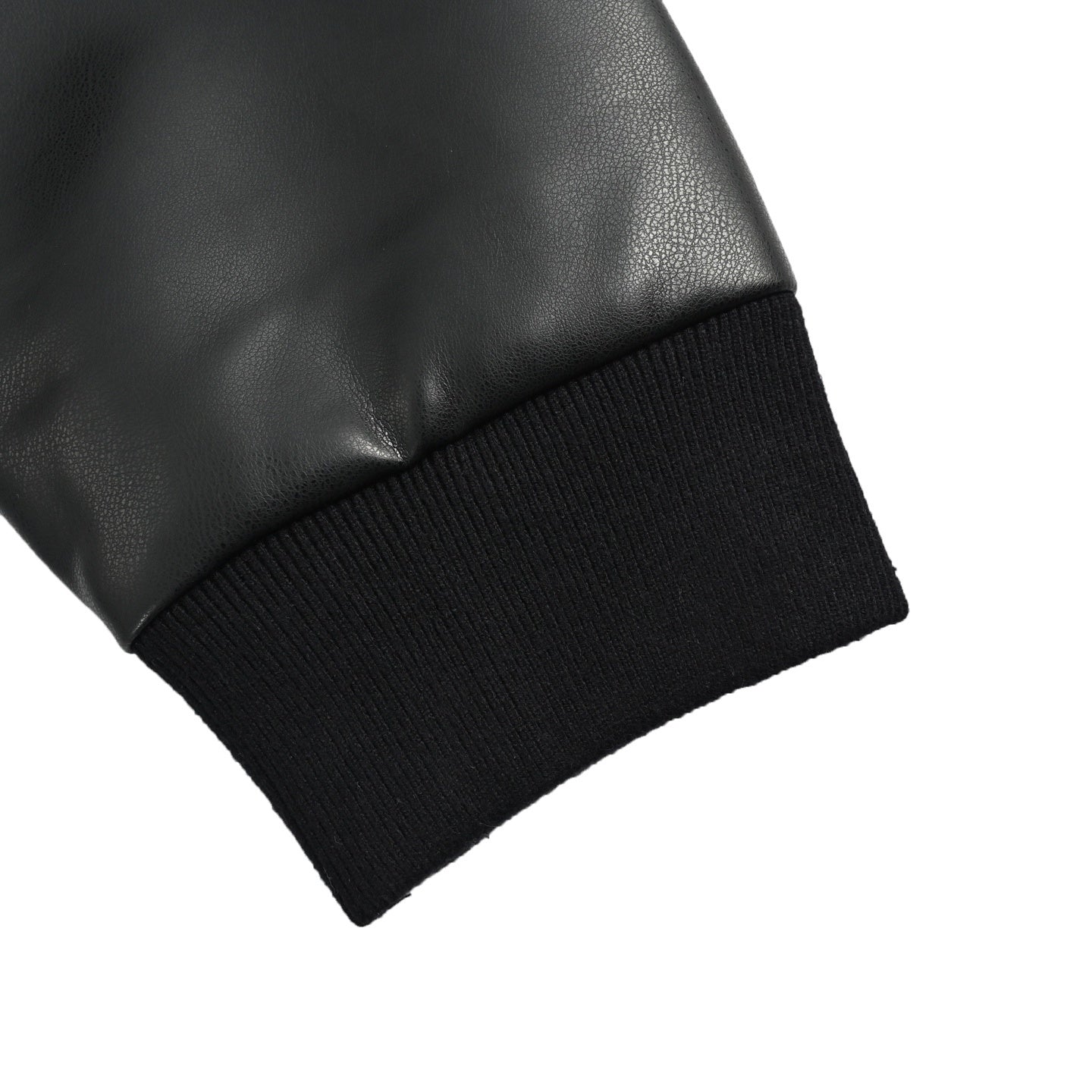 Woolen hooded coat with leather sleeves